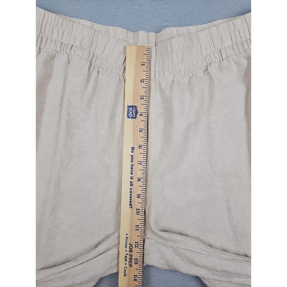 Old Navy High Rise Flax Linen Wide Leg Pants Large Tan Comfort Waistband Beach - Picture 3 of 10